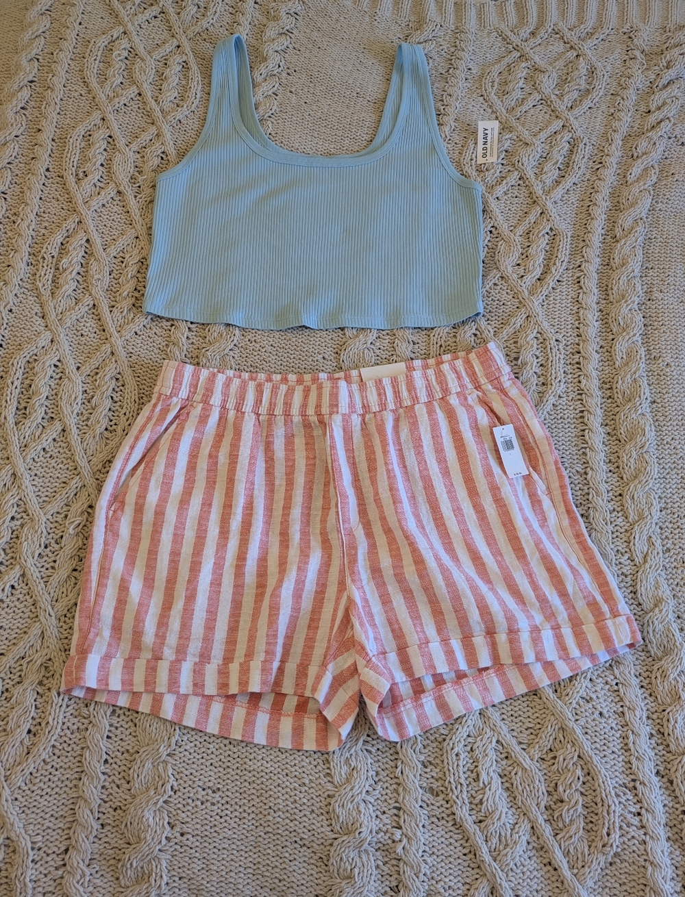 NWT Linen Hi-Rise Candystripe Shorts Sz L